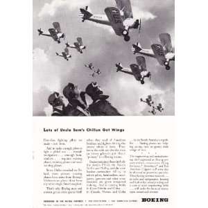  1943 WWII Ad Boeing Uncle Sams Chilluns Got Wings Training 