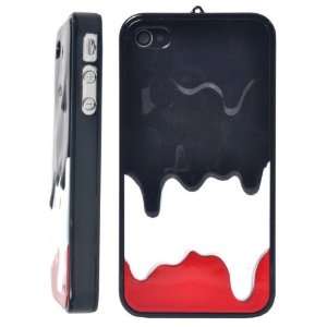  Hard Case for iPhone 4S/iPhone 4 (Black+White+Red) 