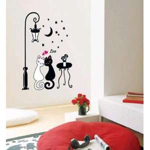  ROMANTIC CATS DECOR MURAL WALL PAPER STICKER SWST 07: Home 