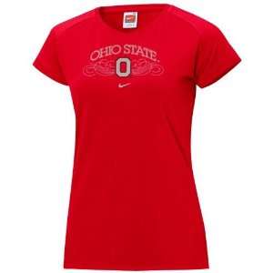   State Buckeyes Ladies Scarlet Scoop Neck T shirt