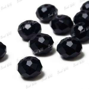 72pcs Black Loose Rondelle Cut Faceted Crystal Glass Beads 8×6mm 