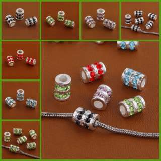 10X COLOR CRYSTAL TUBE EUROPEAN CHARM BEADS TO NECKLACE  