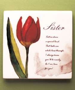Decorative Sentimental Petals Floral Ceramic Tile Gift For Sister 