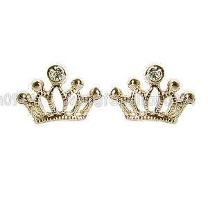 18K Gold Plated Stud Crown Earrings Free Shipping 84702  
