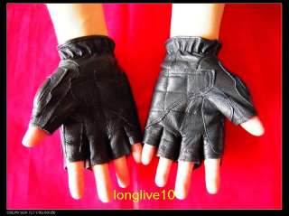 New Fingerless Motorcycle Leather Gloves BLACK SIZE L  