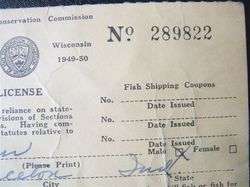 Vintage WISCONSIN CONSERVATION COMMISSION NONRESIDENT FISHING LICENSE 