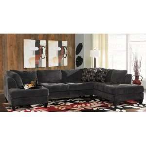  Sectional Sofa Couch Chaise Tufted Design Charcoal Gray 