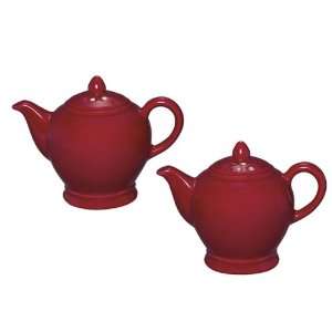  Andrea by Sadek Porcelain Red Teapot Salt & Pepper Shaker 