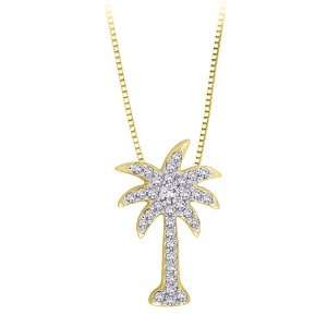   Gold 0.15 ct. Diamond Palm Tree Pendant with Chain: Katarina: Jewelry
