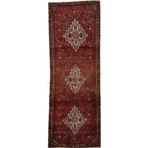  37 x 103 Red Persian Hand Knotted Wool Hamedan Runner 
