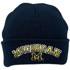   Wolverines Youth Navy Blue Cuffed Knit Beanie: Sports & Outdoors