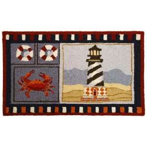  Homefires Accents Lighthouse and Crab Indoor Rug, 22 Inch 