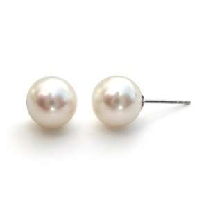 HinsonGayle AAA 7.5 8.0mm White Cultured Pearl Stud Earrings (14K 