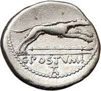 Roman Republic C. Postumius DIANA Huntress HOUND 74BC Rare Ancient 