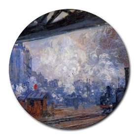  The Gare Saint lazare By Claude Monet Round Mouse Pad 