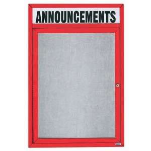   Door Outdoor Enclosed Bulletin Board with Header   Red: Home & Kitchen