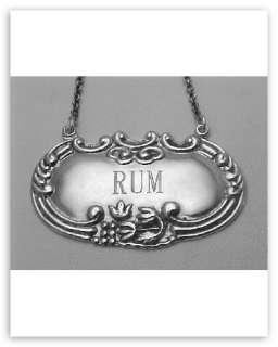 Rum Liquor Decanter Label / Tag   Sterling Silver  