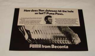 1975 RON JOHNSON Puma shoes ad ~ NY Giants  