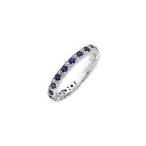 Stackable Created Sapphire and Diamond Band Size 10 
