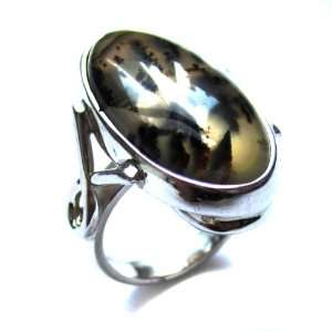  Dendritic Agate Sterling Silver Oval Ring Size 8, 8.5 Ian 