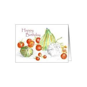  Happy Birthday Food Vegetables Tomatoes Squash Card 
