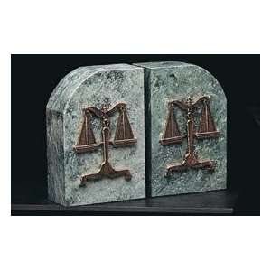  Scales of Justice   Law Office   Genuine Marble Bookends 