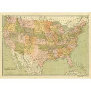  Bartholomew 1873 Antique Map of the United States Office 