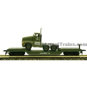  HO RTR 40 Depressed Flat w/Truck, US Army: Toys & Games