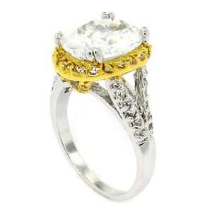  Vintage Royal Engagement Ring w/White CZs Size 5: Alljoy 