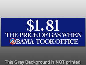 Price of Gas Obama Sticker   decal bumper nobama anti  