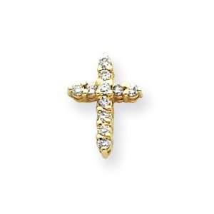  14k Yellow Gold VS Diamond Cross Pendant: Jewelry