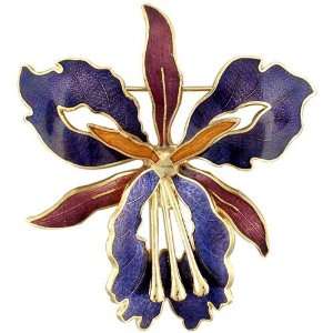  Vintage Gold Purple Flower Birthstones Jewelry Brooch 