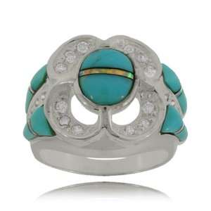   Ring w/ Turquoise Opal & CZ in Sterling Silver GEMaffair Jewelry