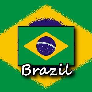 Pack of 12 6cm Square Stickers Flag Design Brazil