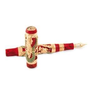   Dragon Bruce Lee 18k Gold Fountain Pen w/ Emeralds: Office Products