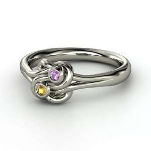  Lovers Knot Ring, Sterling Silver Ring with Citrine 