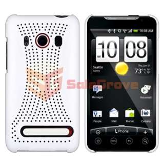   Rubber Hard Case+Privacy Guard+Retract Charger For HTC EVO 4G  