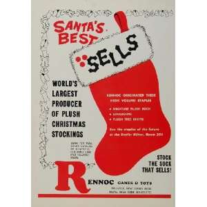  1971 Ad Rennoc Christmas Stocking Xmas Millville NJ 