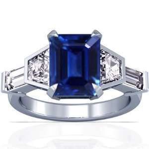   Cut Blue Sapphire Ring With Sidestones (GIA Certificate) Jewelry
