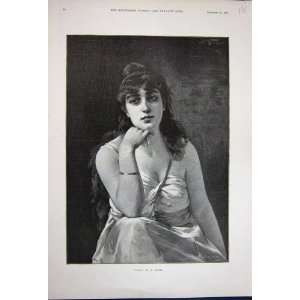  1891 Antique Portrait Beautiful Woman Lady Lydia Sichel 