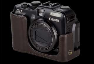 description leather camera case bag for canon g12 g11 dark