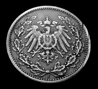 RARE 1909 F GERMANY 1/2 SILVER REICH MARK COIN GERMAN EAGLE STUTTGART 