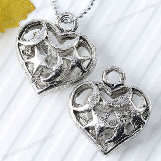 Tibet Silvery Heart Hollowed out Star & Moon Pendant Fit Necklace Punk 