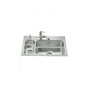  Kohler High/Low Self Rimming Kitchen Sink w/Faucet On Left 