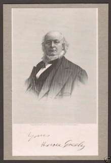 Horace Greeley, Newspaperman, signed Engraving 3;9  