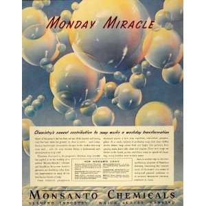  1939 Ad Monsanto Laundry Soap Detergent Bubbles Suds 