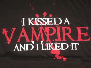   Graphic Tee Tshirt Black I Kissed A Vampire & Liked It Halloween