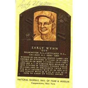 Early Wynn Hall Of Fame Gold Plaque 