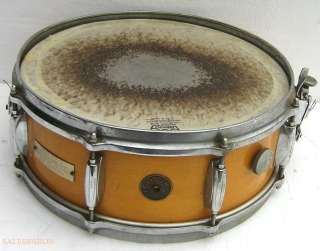 Vintage Gretsch Snare Model 4157 Drum light tan wood veneer Finish 14 