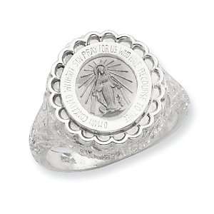  Sterling Silver Miraculous Medal Ring Size 8 Jewelry